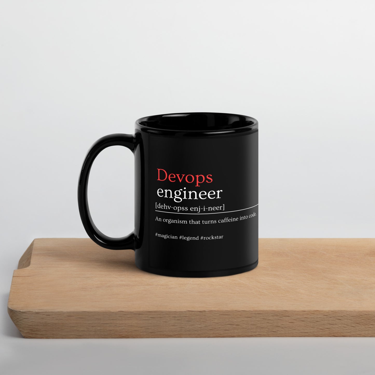 DevOps Engineer Black Glossy Mug