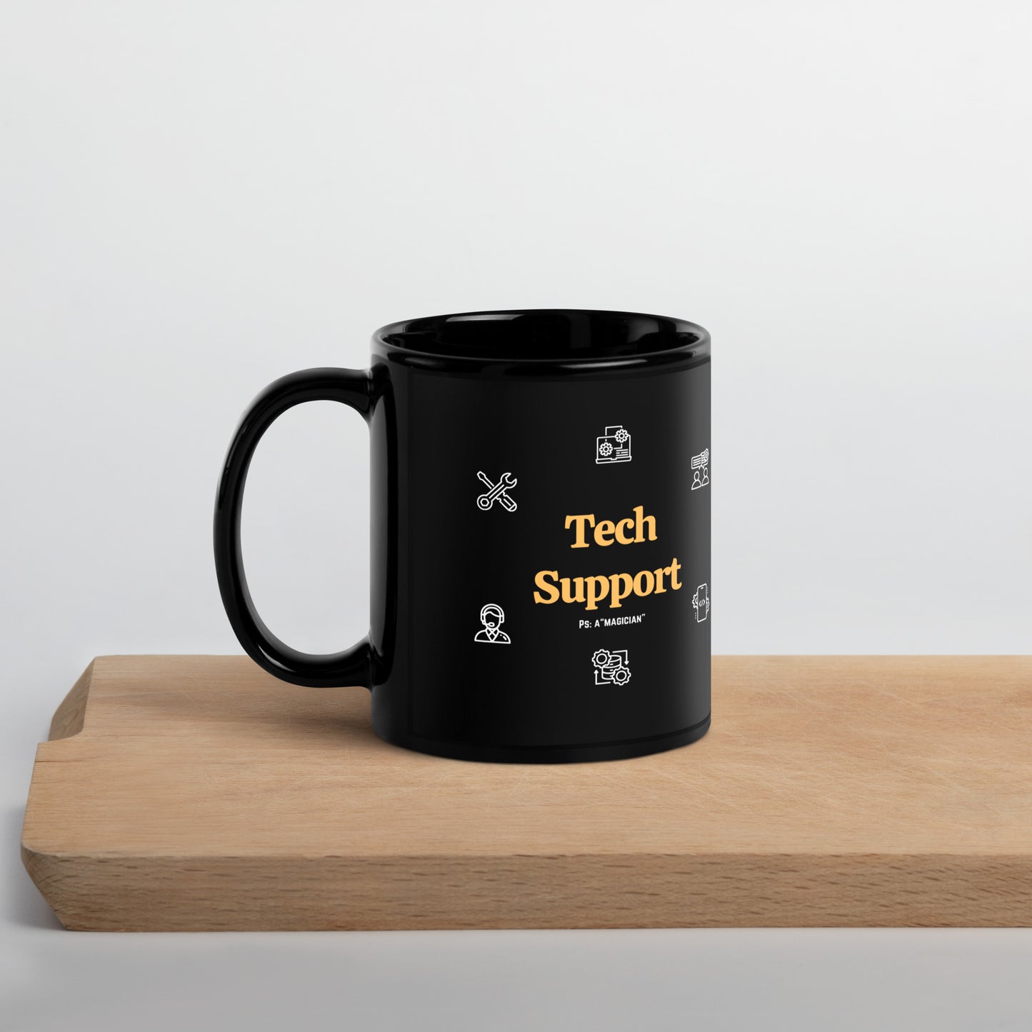 Utility Tech Support Black Glossy Mug