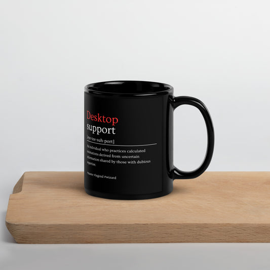 Desktop Support Black Glossy Mug